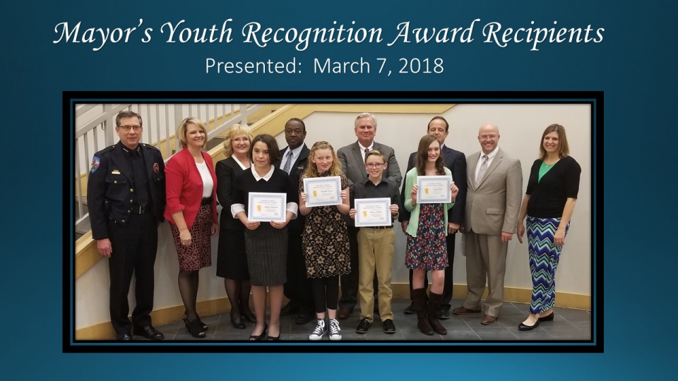 Mayor's Youth Recognition Award Presented March 7, 2018.